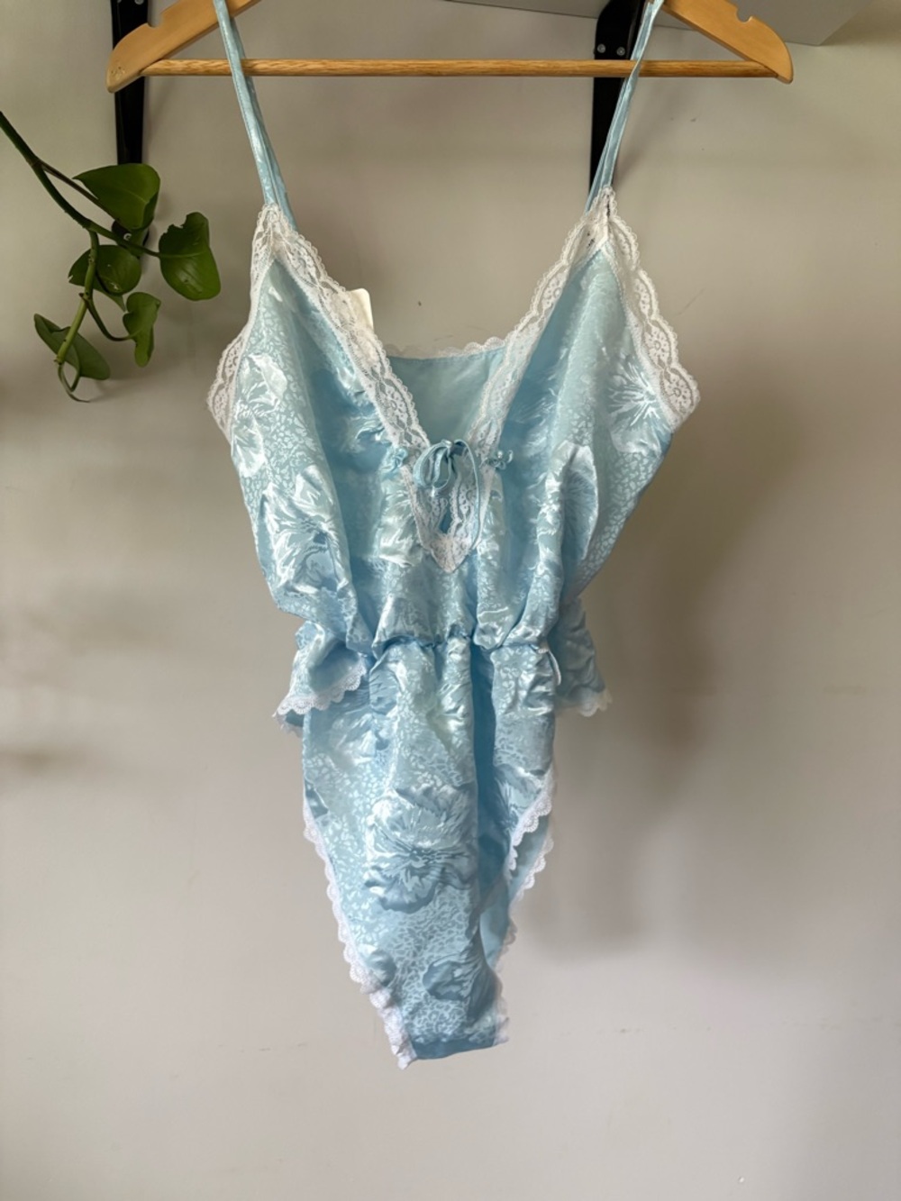 HUGO Light Blue Lace-Trim Satin Chemise - Picture 3 of 3